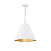 Crystorama 8687-MT-GA - Brian Patrick Flynn Alston 3 Light Matte White + Antique Gold Pendant