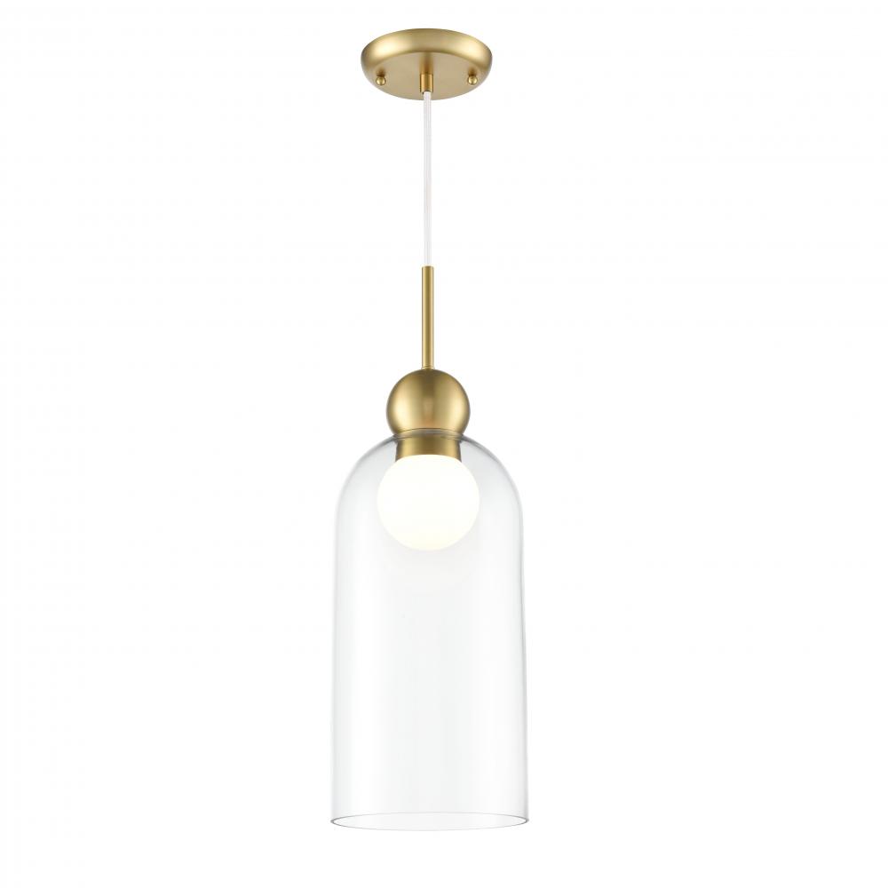 HARIETTE 17" CLEAR PENDANT, BRASS