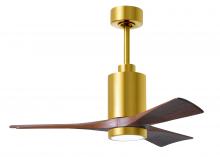 Matthews Fan Company PA3-BRBR-WA-42 - Patricia-3 three-blade ceiling fan in Brushed Brass finish with 42” solid walnut tone blades and