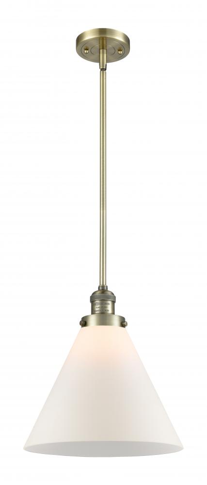 Cone - 1 Light - 12 inch - Antique Brass - Stem Hung - Mini Pendant
