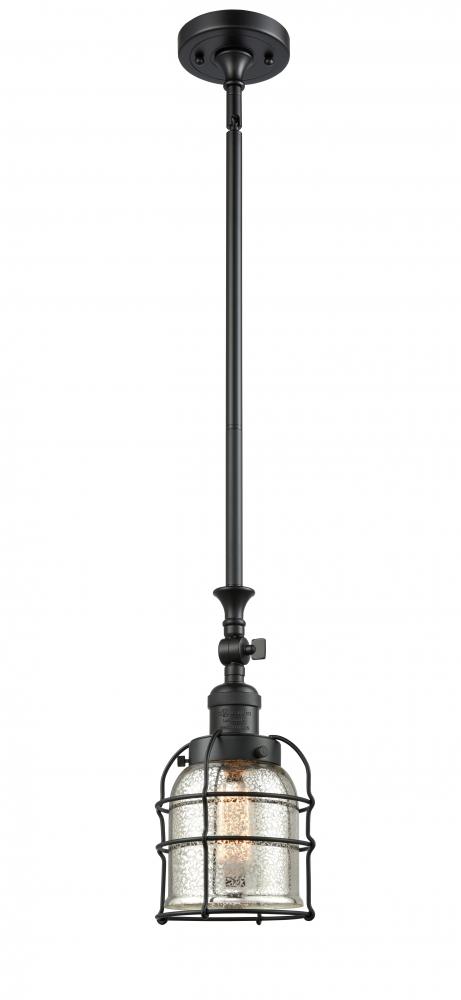 Bell Cage - 1 Light - 6 inch - Matte Black - Stem Hung - Adjustable Mini Pendant