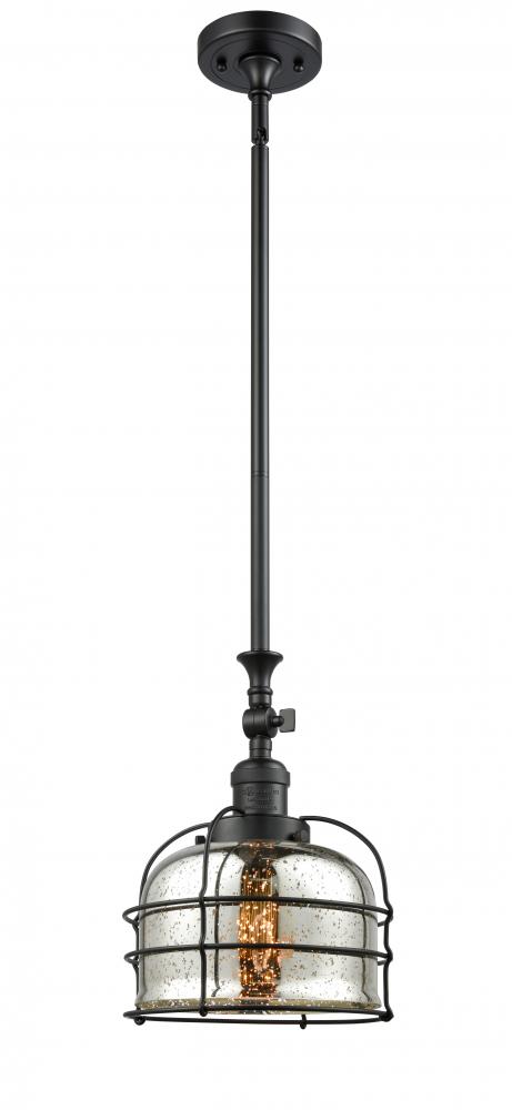 Bell Cage - 1 Light - 9 inch - Matte Black - Stem Hung - Adjustable Mini Pendant