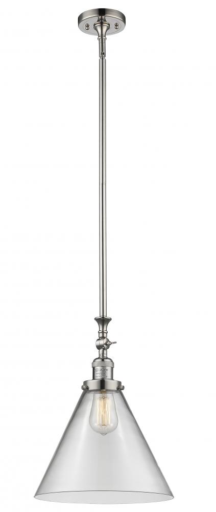 Cone - 1 Light - 12 inch - Polished Nickel - Stem Hung - Adjustable Mini Pendant