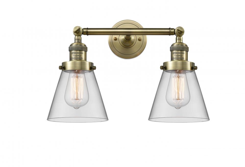 Cone - 2 Light - 16 inch - Antique Brass - Adjustable Bath Vanity Light