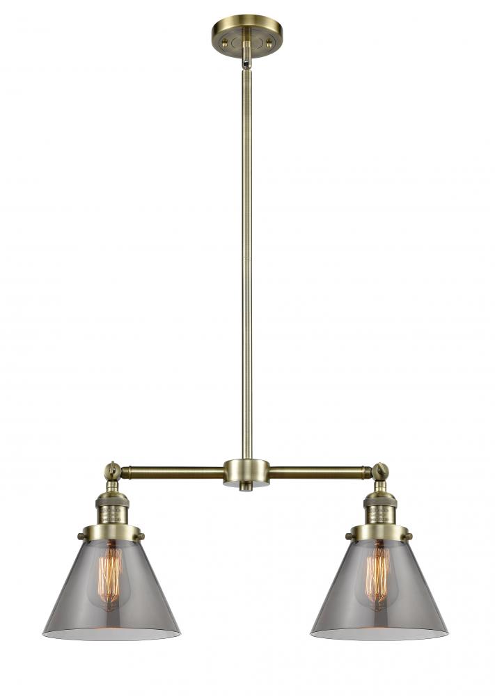Cone - 2 Light - 21 inch - Antique Brass - Stem Hung - Adjustable Island Light