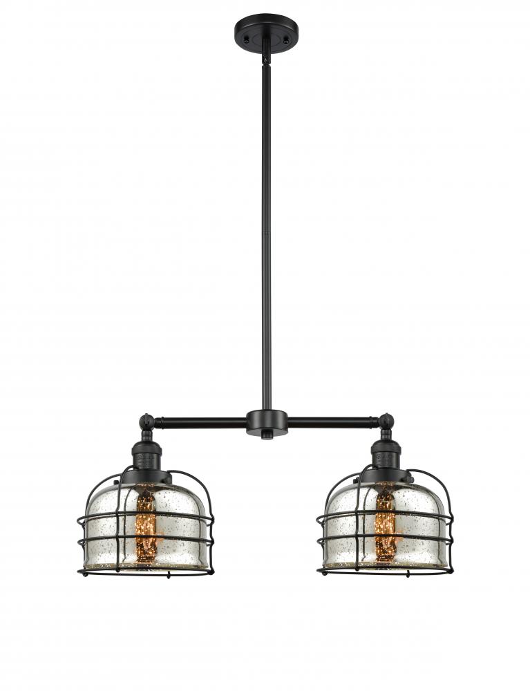 Bell Cage - 2 Light - 24 inch - Matte Black - Stem Hung - Adjustable Island Light