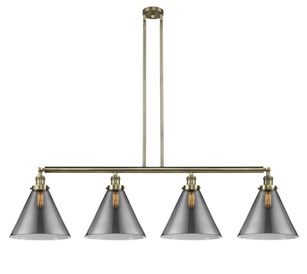Cone - 4 Light - 56 inch - Antique Brass - Stem Hung - Adjustable Island Light