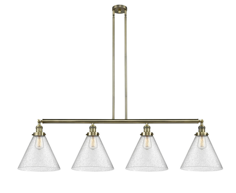 Cone - 4 Light - 56 inch - Antique Brass - Stem Hung - Adjustable Island Light