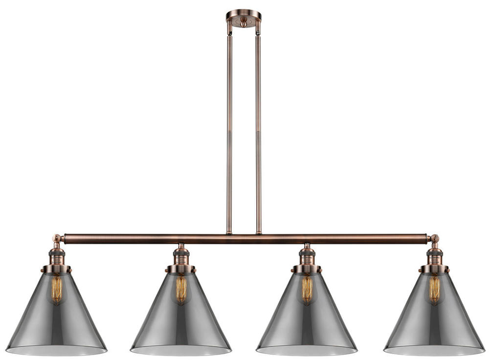 Cone - 4 Light - 56 inch - Antique Copper - Stem Hung - Island Light
