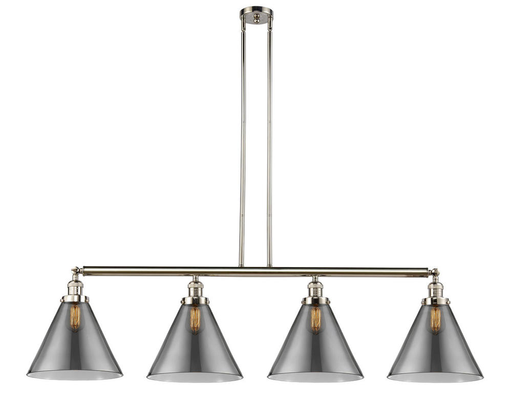 Cone - 4 Light - 56 inch - Polished Nickel - Stem Hung - Adjustable Island Light
