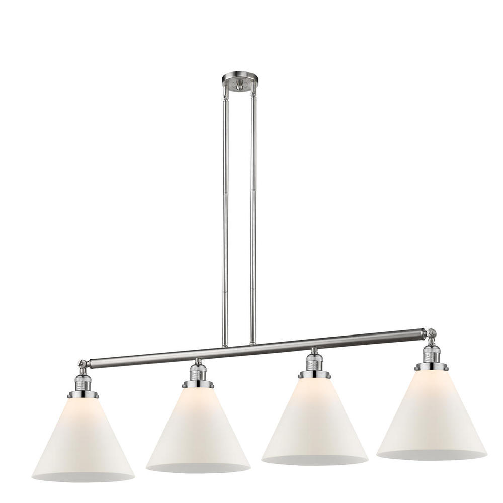Cone - 4 Light - 56 inch - Brushed Satin Nickel - Stem Hung - Adjustable Island Light