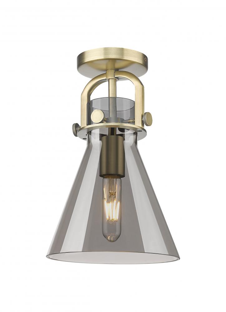 Newton Cone - 1 Light - 8 inch - Brushed Brass - Flush Mount