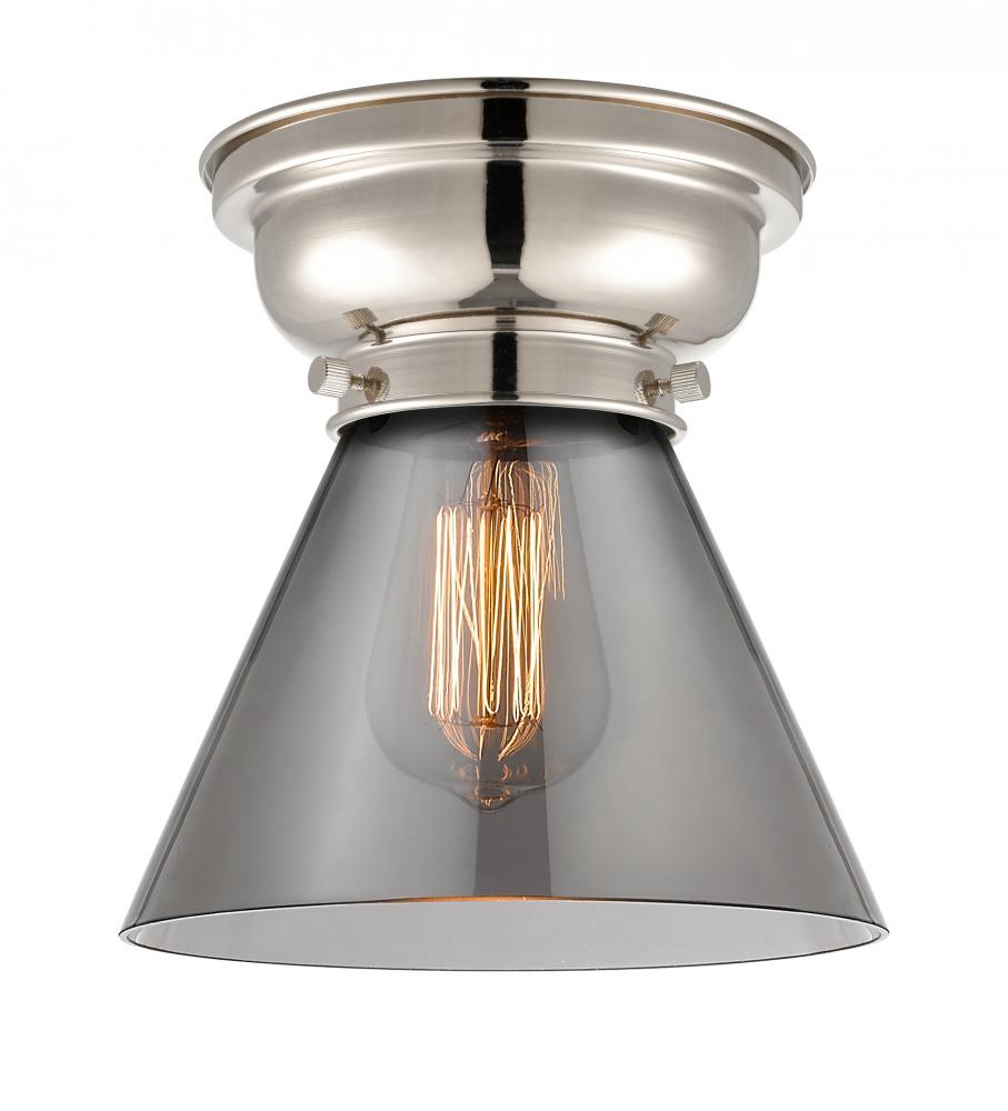 Cone - 1 Light - 8 inch - Polished Nickel - Flush Mount