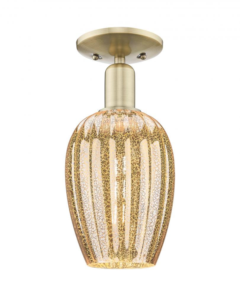Preston Flute - 1 Light - 6 inch - Antique Brass - Semi-Flush Mount