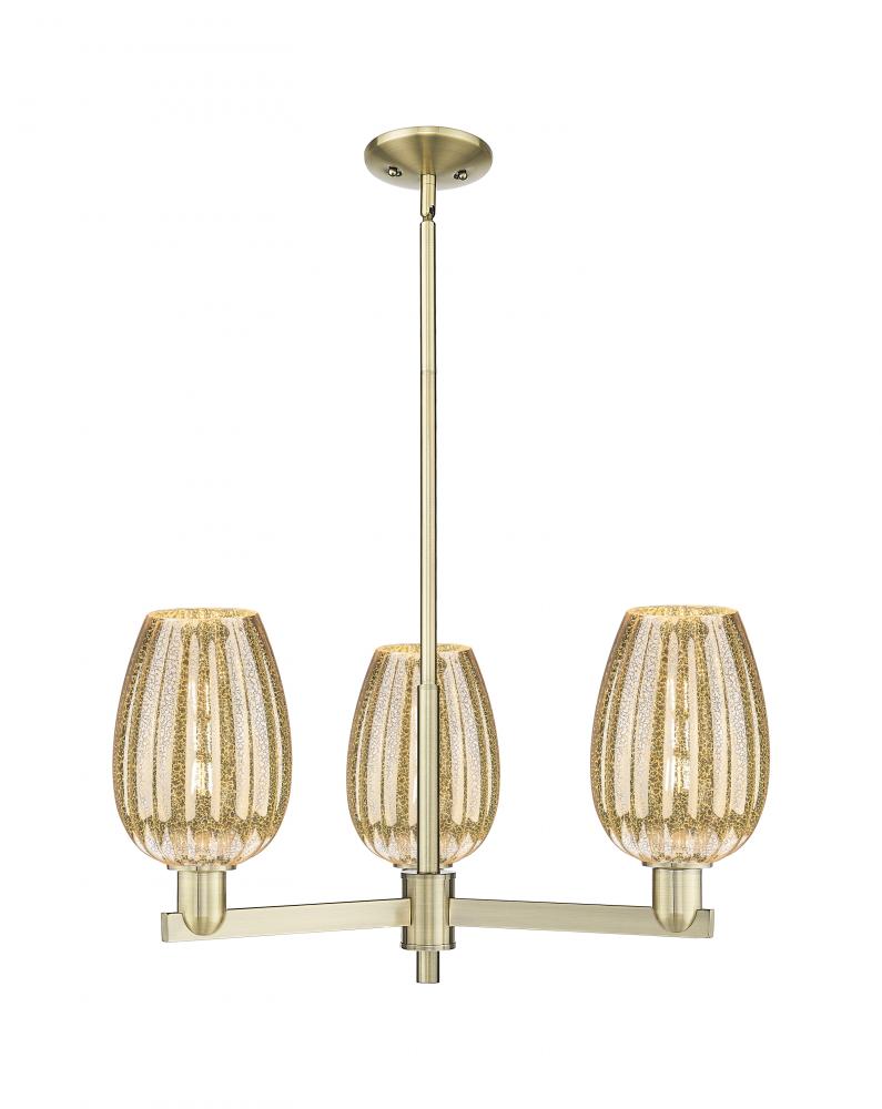 Preston Flute - 3 Light - 18 inch - Antique Brass - Flush Mount