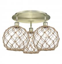 Innovations Lighting 516-3C-AB-G122-10RB - Farmhouse Rope - 3 Light - 22 inch - Antique Brass - Flush Mount