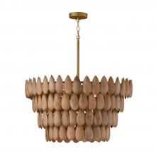 Capital Lighting 354442LW - 4-Light Pendant in Hand-distressed Patinaed Brass and Handcrafted Mango Wood