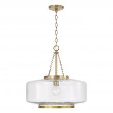 Capital Lighting 355311AD - 1-Light Cloche Pendant in Aged Brass with Organic Hammered Glass
