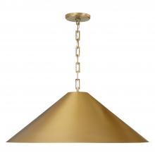 Capital Lighting 356712AD - 1-Light Metal Cone Pendant in Aged Brass with Painted Brass Interior and Rectangular Designer Chain