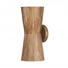 Capital Lighting 651021LW - 2-Light Sconce in Hand-distressed Patinaed Brass and Handcrafted Mango Wood