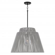 Capital Lighting 956311EK - 1-Light Indoor Outdoor Pendant in Matte Black and Hand-wrapped Grey Resin Rope