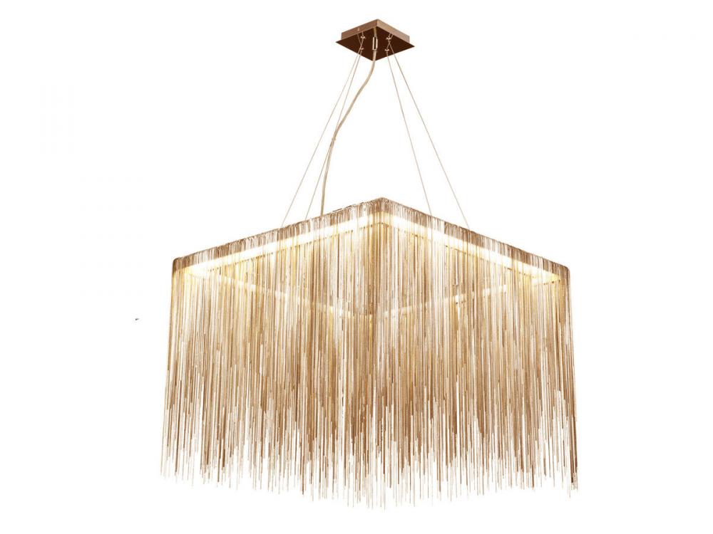 Fountain Ave. Gold Jewelry Square Hanging Chandelier