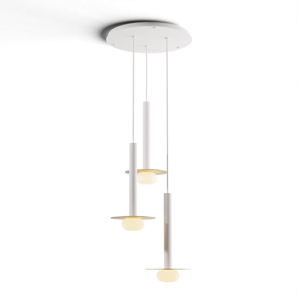 Combi Pendant 16" Circular 3 Combo Matte White with Matte White Canopy