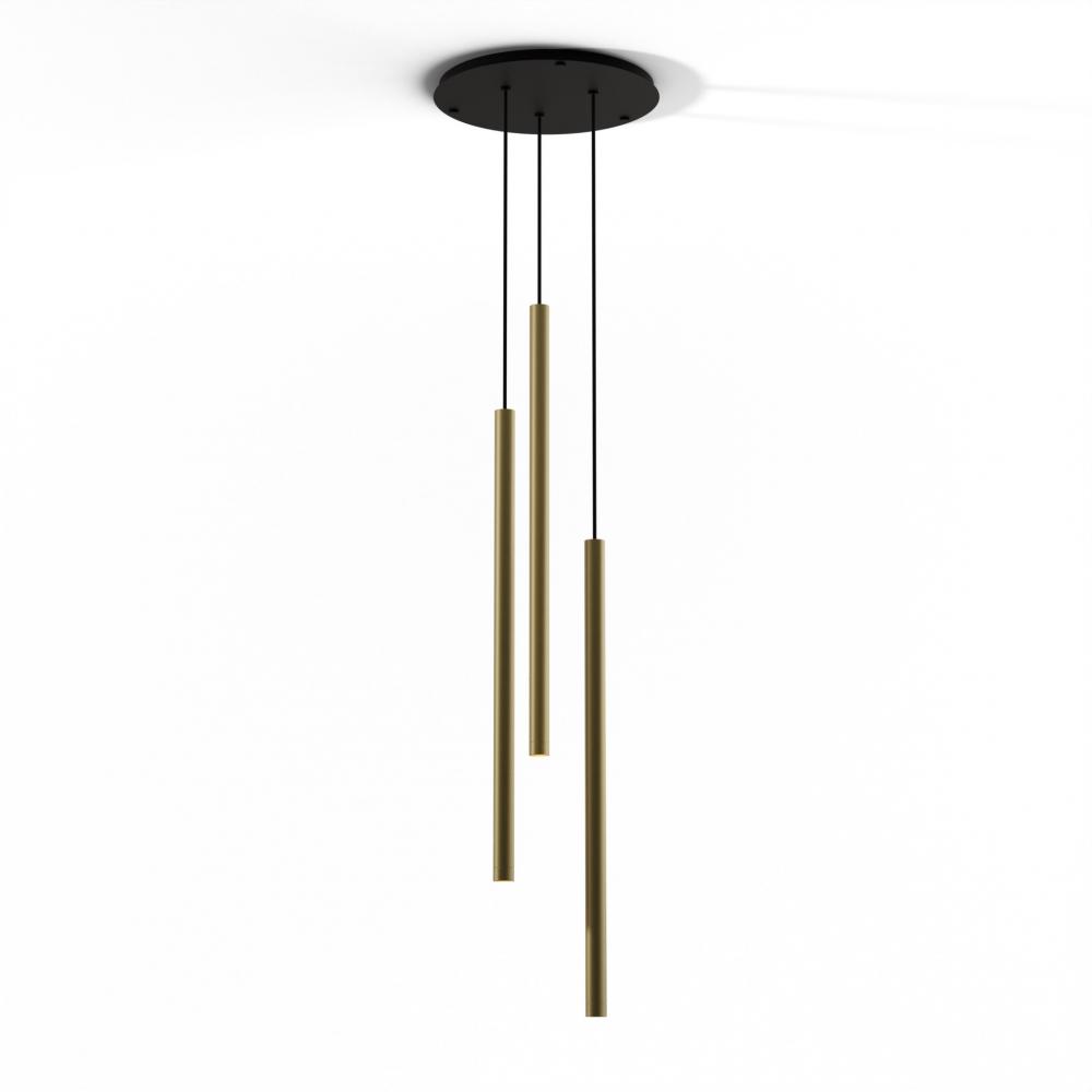 Combi Pendant 36" Circular 3 Combo Brass with Matte Black Canopy, Suspension / Flush Mount 2-in-