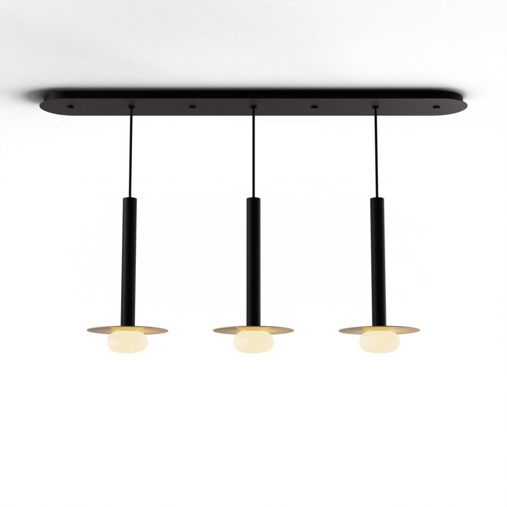 Combi Pendant 16" Linear 3 Combo Matte Black with Matte Black Canopy