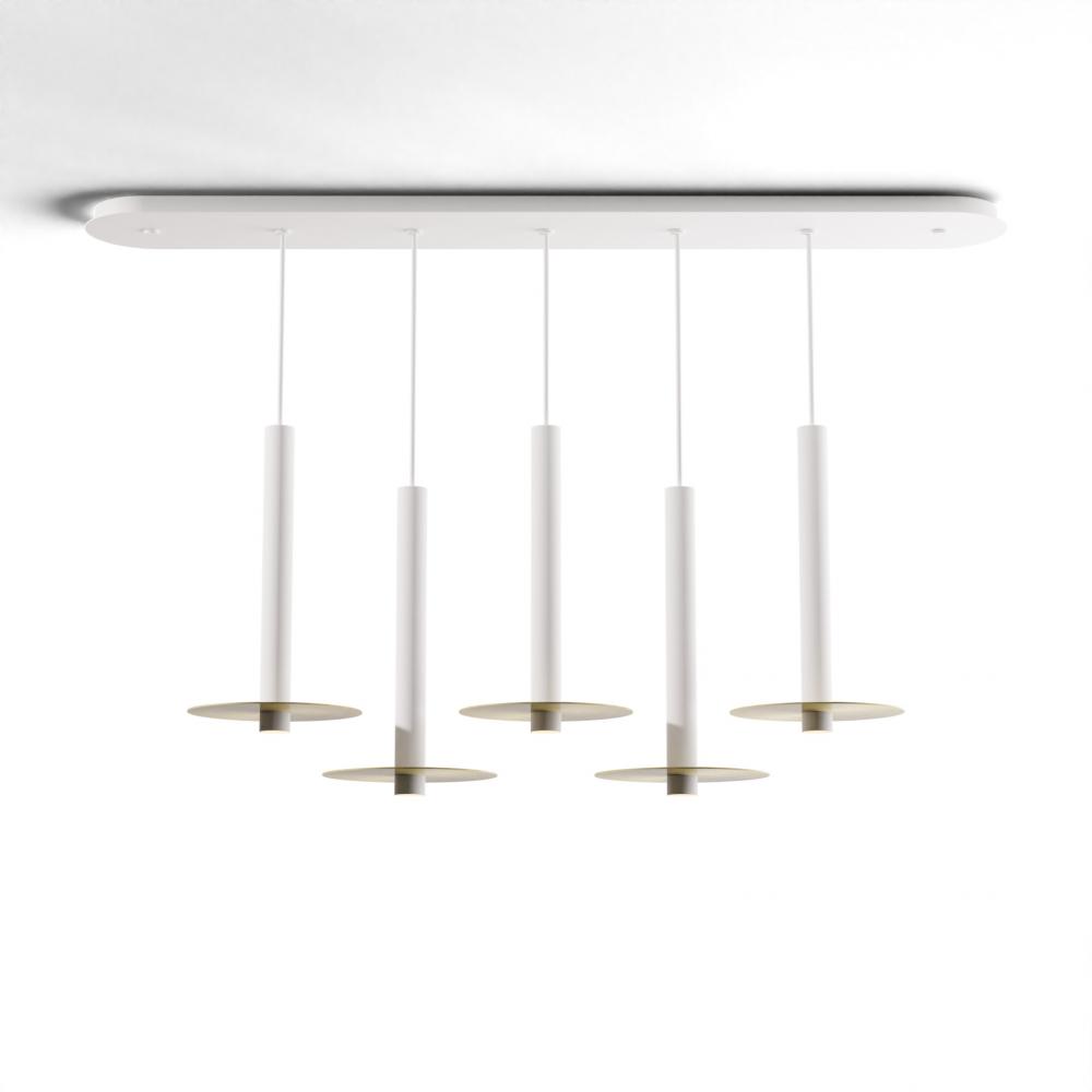 Combi Pendant 16" Linear 5 Combo Matte White with Matte White Canopy