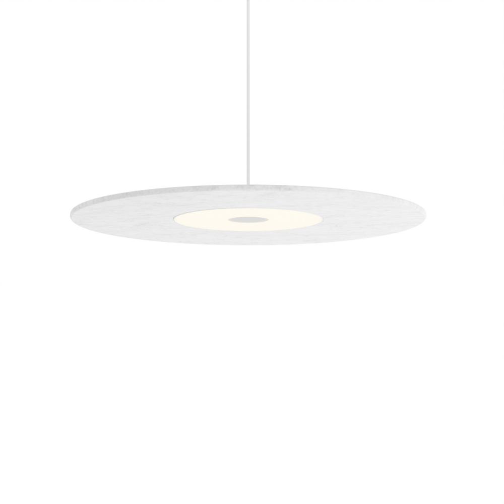Yurei Single Pendant Lamp (Matte White) with 22" Acoustic Panel, Light Marble