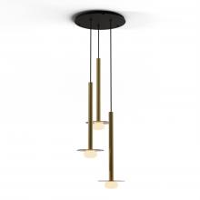 Koncept Inc CMP-C3-S-24-BRS+GTEA9+GLB - Combi Pendant 24" Circular 3 Combo Brass with Matte Black Canopy
