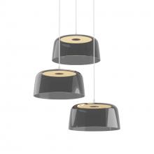 Koncept Inc YUP-C3-SW-MWT+SDGY - Yurei Circular 3 Pendant Lamp (Matte White) with 14" Acrylic Shade, Dark Gray