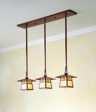 Arroyo Craftsman CICH-8/3HGW-BK - 8" carmel 3 light in-line chandelier with hillcrest overlay