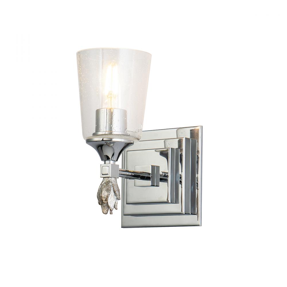 Vetiver 1 Light Wall Sconce in Polished Chrome with Silver Accent