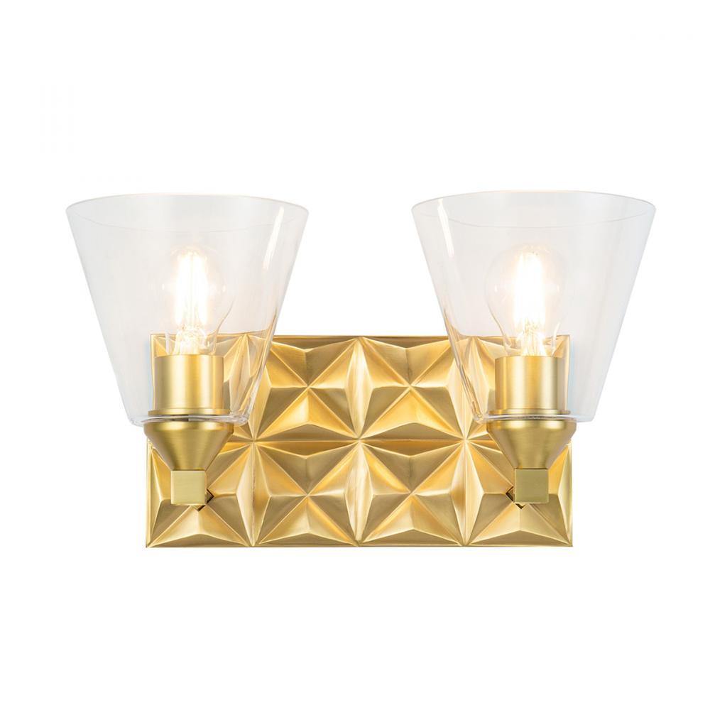 Alpha 2 Light Vanity With Glass in Aged Gold Brass
