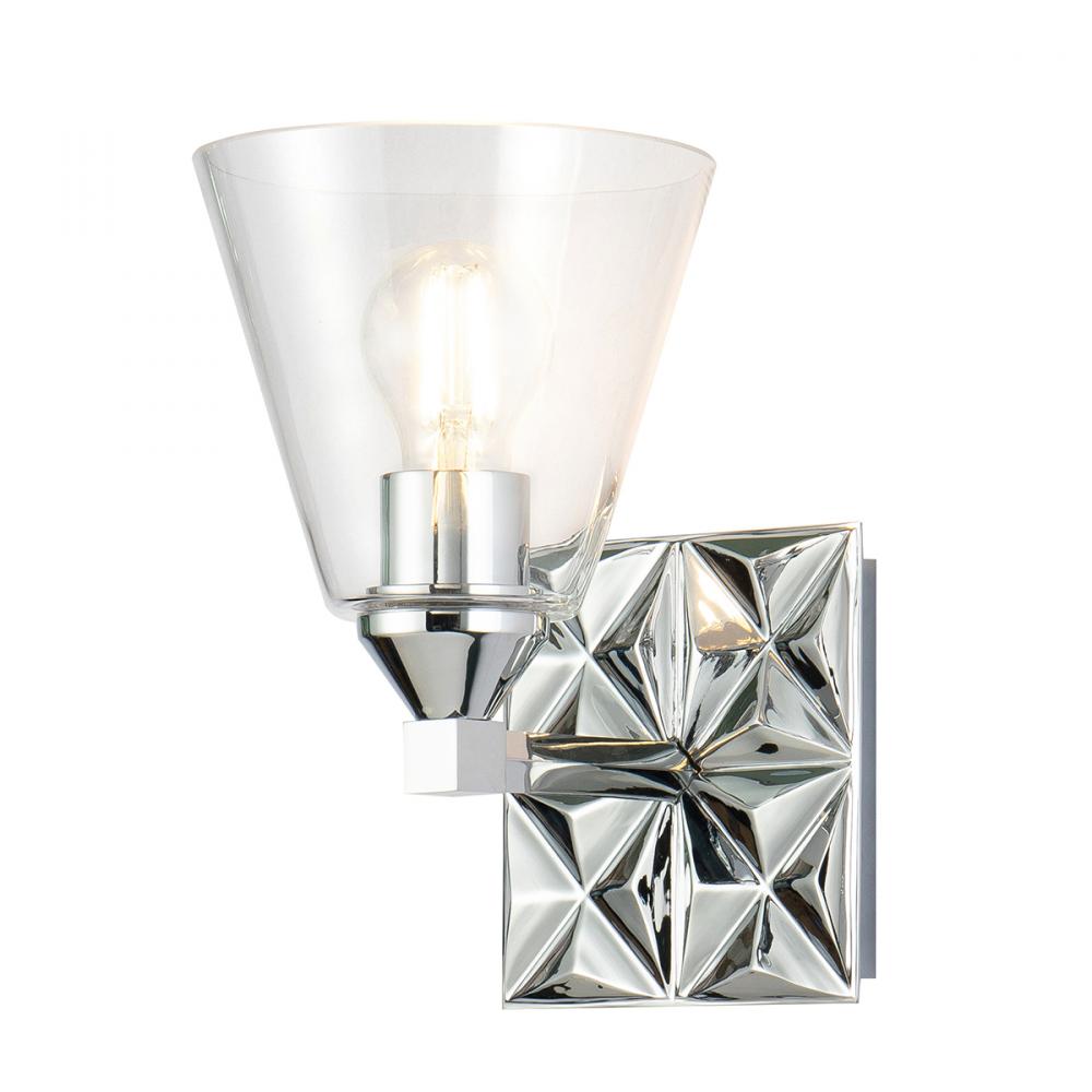 Alpha 1 Light Wall Sconce With Glass in Polished Chrome