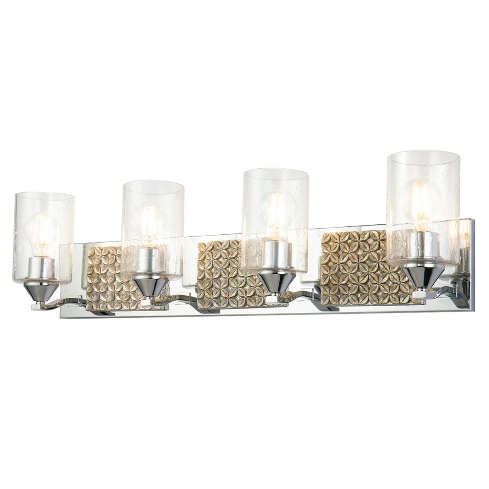Arcadia 4 Light Bath Bar in Polished Chrome and Silver