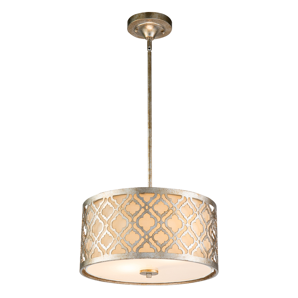 Lemuria 2 Light Medium Pendant - Distressed Gold, Ivory Shade