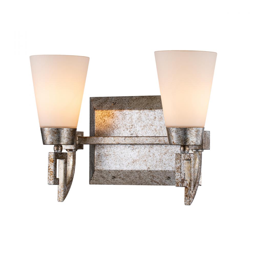 Lemuria 2 Light Bath Bar in Silver Leaf