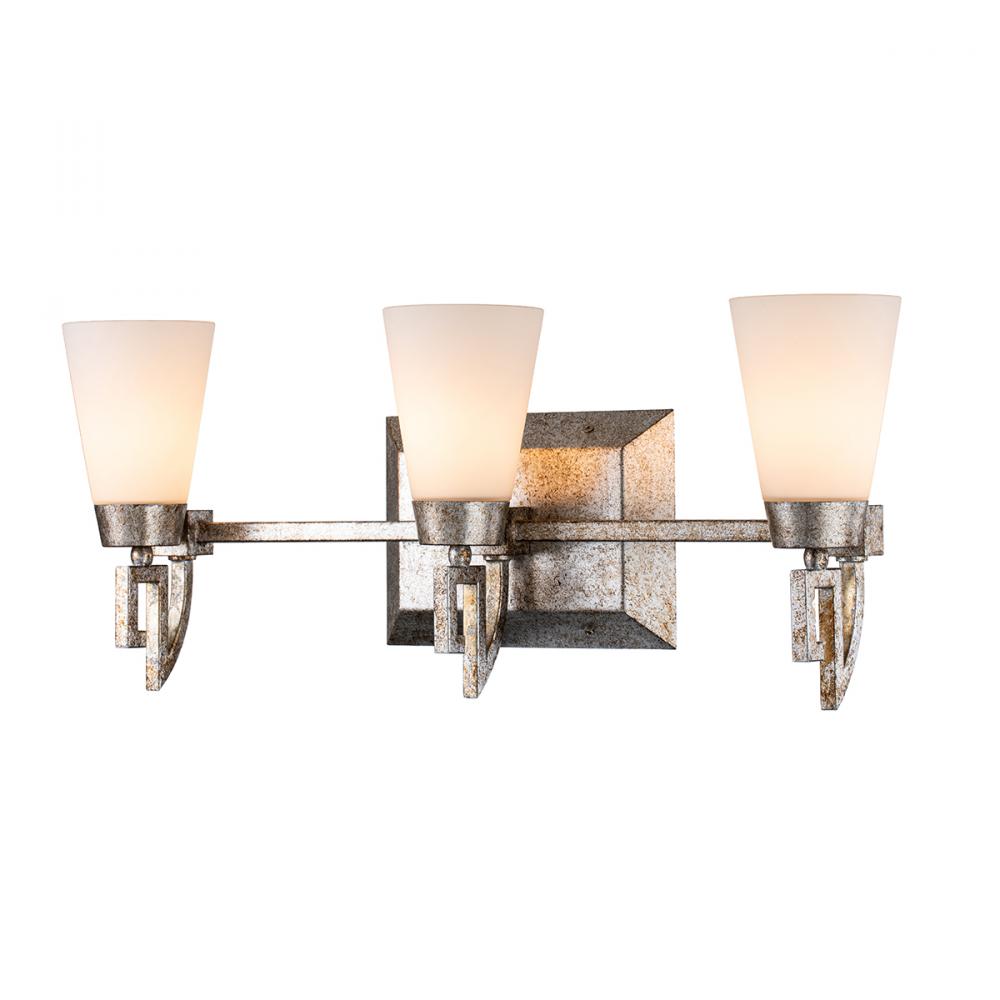 Lemuria 3 Light Bath Bar in Silver Leaf