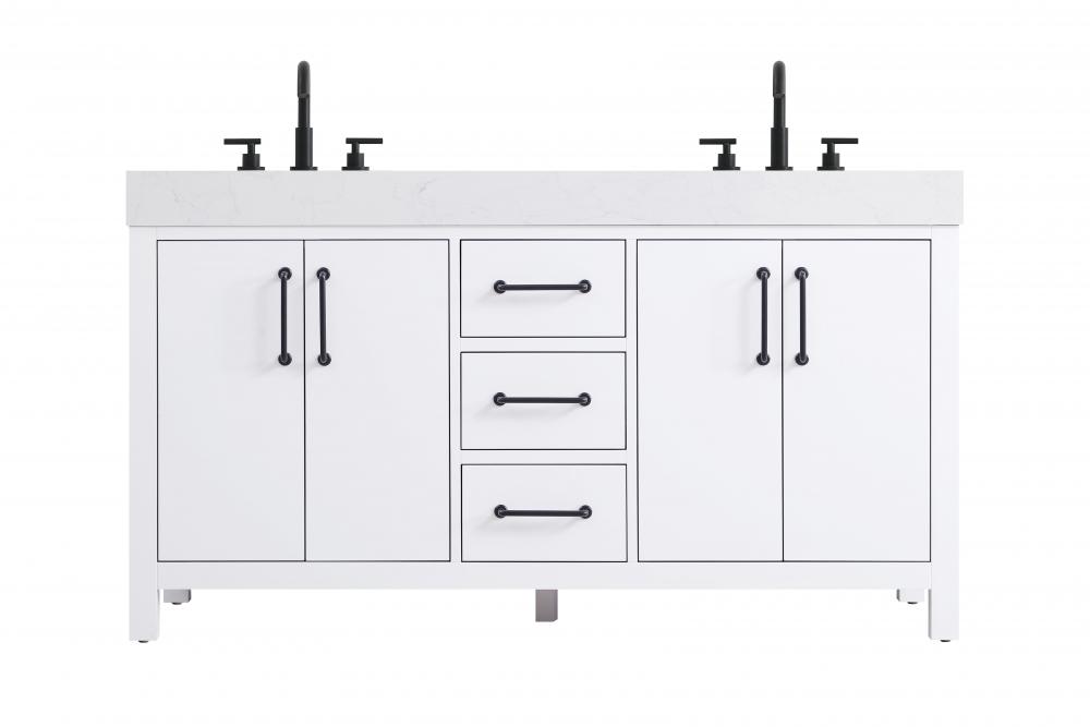 Vanity Cabinet 4DR 3DW 60"W x 22"D x 34"H White