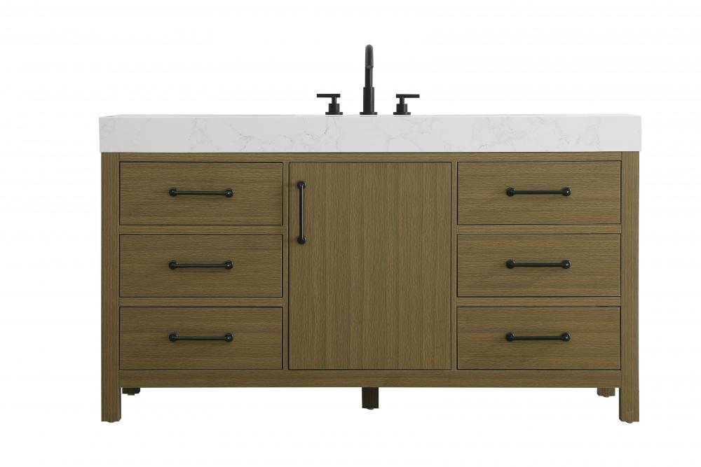 Vanity Cabinet 1DR 6DW 60"W x 22"D x 34"H Chestnut Brown