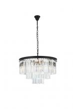 Elegant Lighting 1201D26MB/RC - Sydney 9 light Matte Black Chandelier Clear Royal Cut Crystal