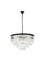 Elegant Lighting 1201D32MB/RC - Sydney 17 light Matte Black Chandelier Clear Royal Cut Crystal