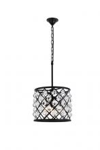 Elegant Lighting 1204D14MB/RC - Madison 3 light Matte Black Pendant Clear Royal Cut Crystal