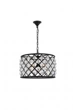 Elegant Lighting 1204D20MB/RC - Madison 6 light Matte Black Pendant Clear Royal Cut Crystal