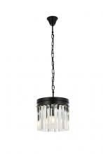 Elegant Lighting 1208D12MB/RC - Sydney 3 light Matte Black Pendant Clear Royal Cut Crystal