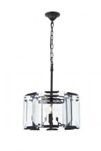 Elegant Lighting 1211D17FB - Monaco 4 light Flat Black (Matte) Pendant Clear Glass Crystal