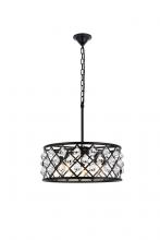 Elegant Lighting 1213D20MB/RC - Madison 5 light Matte Black Pendant Clear Royal Cut Crystal